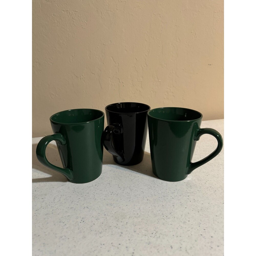 3 California Pantry 2019 Green and Black Plain Mug Cups